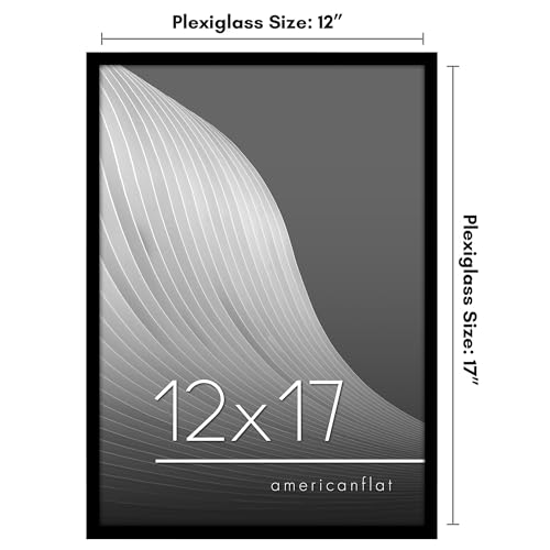 Americanflat 12x17 Picture Frame with Polished Plexiglass - Streamline Collection - Thin Border Picture Frame for Wall Display - Hanging Hardware Included - Black