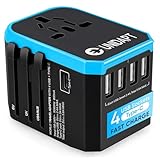 Universal Travel Adapter for Europe and International Travel from USA, Type C EU/Type G UK/Type I AU/Type A US, 1 AC Outlet, 1 USB-C and 4 USB-A Ports, Unidapt Travel Plug Adapter