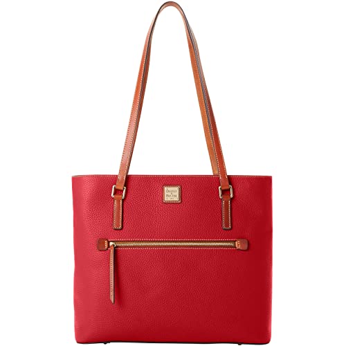 Dooney & Bourke Tote Bags for Women, Large Leather Shopper Totes with Long Shoulder Straps - Red