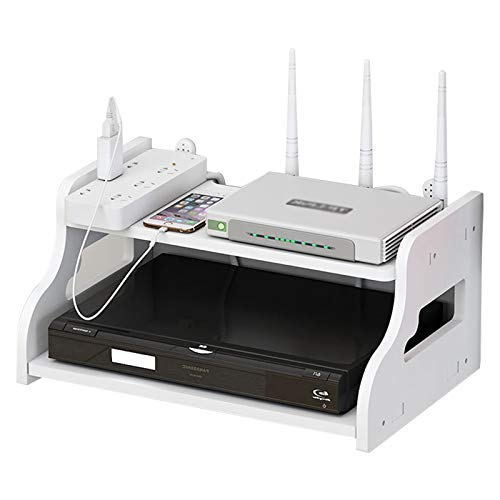 Tragbare TV-Set-Top-Box Regalweiße, 2-stufige Wandmontierte Medienkonsole Für Kabelboxen/Router/Fernbedienungen/DVD-Player Aufbewahrungsregal