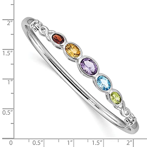 925 Sterling Silver Multi Gemstone Bangle Bracelet Cuff Expandable Stackable Hook Clasp Fine Jewelry For Women Gifts For Her #TOP2
