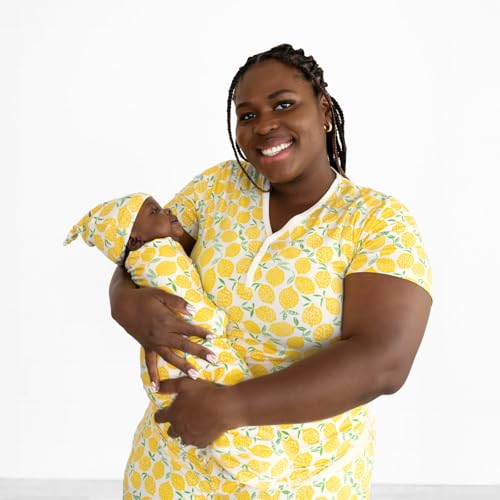 Image of Little Sleepies Swaddle & Hat Set, Baby Swaddles Newborns, Soft Viscose from Bamboo Swaddle Blanket Wrap (Lemons)