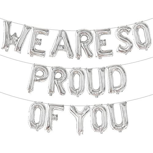 Image of KatchOn, Silver We Are So Proud of You Balloons - 16 Inch | Silver Proud Of You Balloon banner for Graduation Decorations 2026, Graduation Balloons, 2026 Graduation Decorations