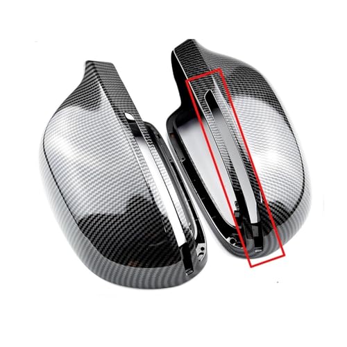 Ԃ̃obN~[nEWO For A4 A5 B8 A3 8P A6 C6 Q3 Bright Black Full Replacement Side Mirrors Caps Rearview Mirror Cover(Carbon Look-B8)