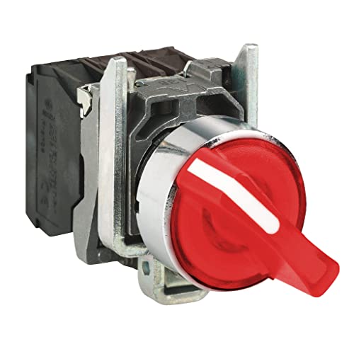 Bouton tournant lumineux 22 mm XB4BK124G5 avec signal visuel rouge 120V