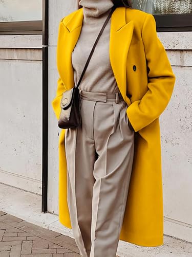 Image of IDEALSANXUN Womens Long Wool Coats Fall Winter Double Breasted Trench Coat Peacoat