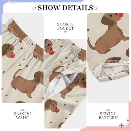 Dachshund Pajama Pants Lounge Sleep Pants Elastic Waist Long Pajama Bottoms with Pockets for 6-14 Years4