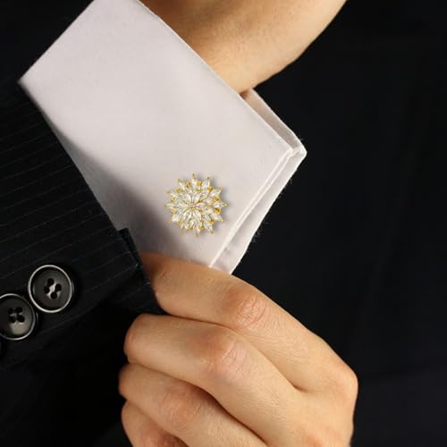 HAWSON Mancuernillas para Hombre con Cristal Color Oro miniatura 4