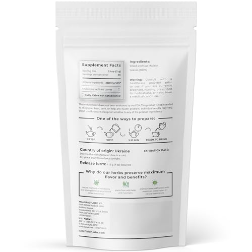 Image of 4 oz. Mullen Tea Mullein Tea Leaf (Verbascum L.) - 113g Mullen Leaves Mullein Loose Leaf Hoja De Gordolobo