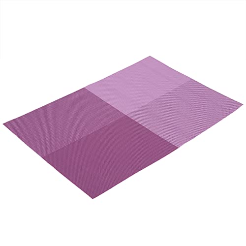 Juego de 4 manteles individuales rectangulares para mesa de comedor, diseño a cuadros, de PVC, color morado
