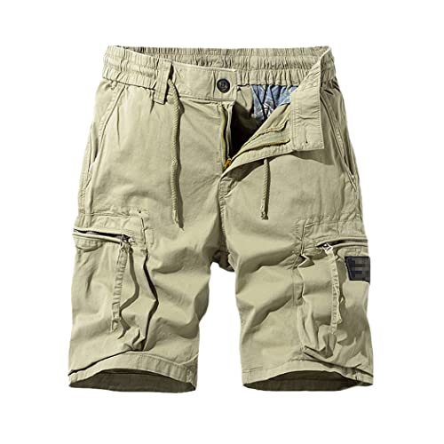 Short cargo coton homme respirant kaki taille 31W avec poches