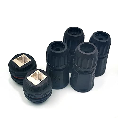 DEVMO 2PCS Empalmes RJ45 Impermeables CAT 5e/6A Negro miniatura 5