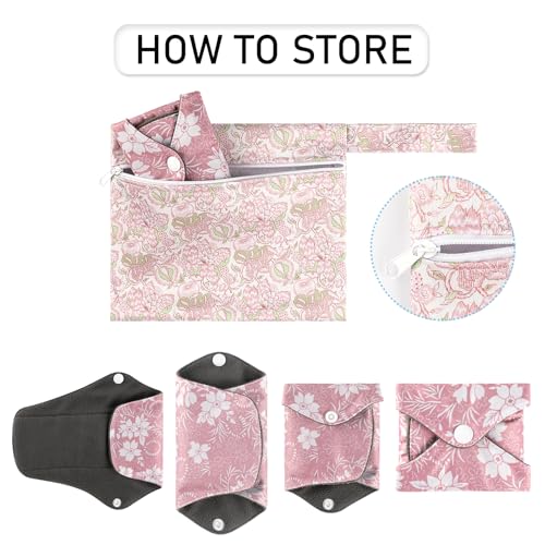 Image of PHOGARY 7 Pcs Reusable Menstrual Pads, Reusable Sanitary Pads for Women, Washable Overnight Cloth Menstrual Pad Heavy Flow with Wet Bag