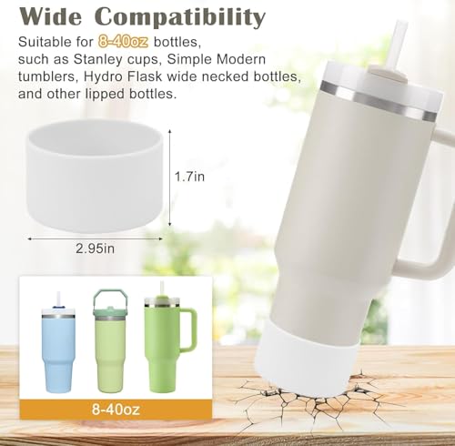 Image of House of Quirk 7 Accessories Set Handle Strap, Silicone Cup Boot, Silicone Straw Cover, Charms Cup 40oz & 30oz Tumbler (White, Tumbler Not Included)