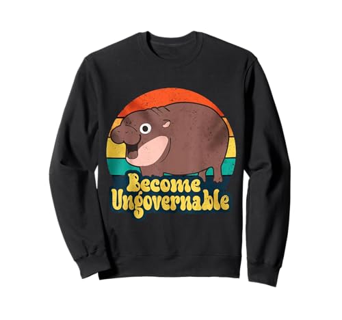 Divertido hipopótamo pigmeo 'Become Ungovernable' Retro Sudadera