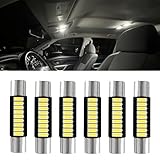 Lyxheth 6PCS 28mm 29mm 6614F Festoon LED Car Bulb, Car Vanity Light Bulbs, Extremely Bright 9-SMD 4014 Chips LED Bulb, Car Accessories Visor Light Bulb for Vanity Mirror, Dome Light (White)