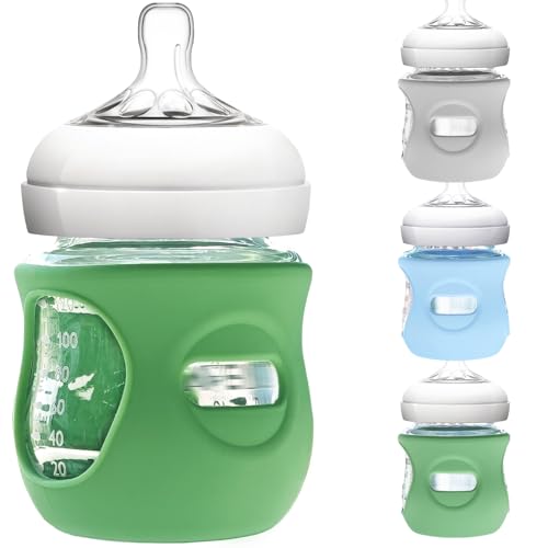 Image of 3 Pack Silicone Sleeve for Philips Avent Glass Bottle - Shatter Proof Natural Silicone Bottle Sleeve for Anti Colic Baby Bottles 8 oz & 4 oz - Anti Flow Sleeve for Infant Bottles