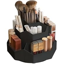 360 Rotating Black Makeup Brush Holder Organizer with 9 Slots, Makeup Organizers Countertop, Makeup organization and Skincare Storage for Vanity, Desktop, Bathroom BLACK