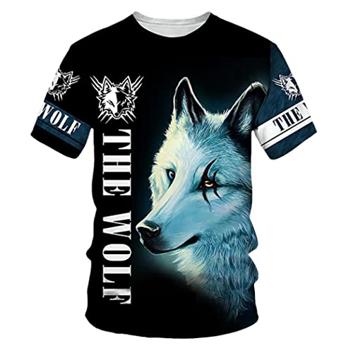 T-shirt loup Harajuku avec motif imprimé 3D relief réaliste R-8
