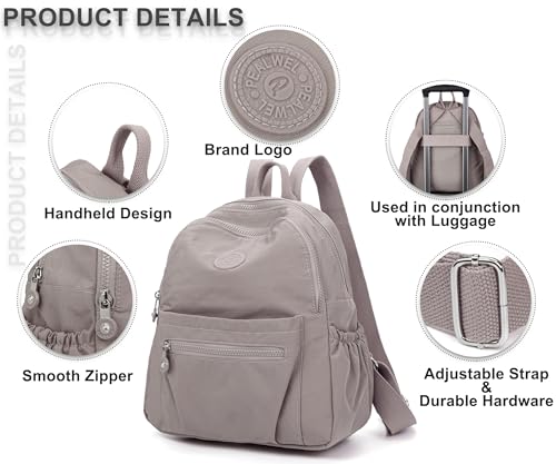 Image of Pealwel Mini Backpack Purse for Women,Small Nylon backpacks for Ladies Backpacks Women Anti Theft Travel Bag (A-Khaki)