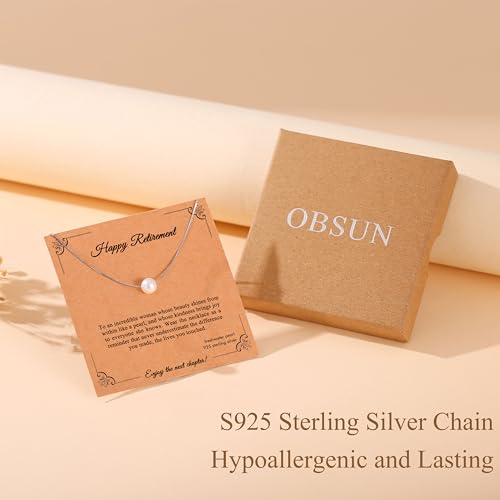 Retirement Gift for Woman S925 Sterling Silver Freshwater Pearl Necklace Happy Retirement Gifts with Card3