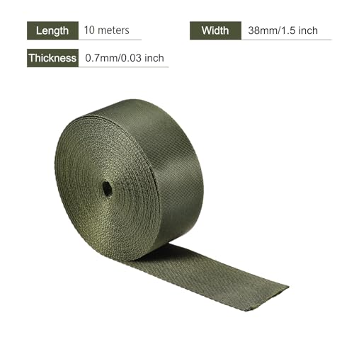 Image of Nylon Webbing Strap, 10 Metres, 1 inch /1.5 inch /2 inch Width, 0.7 mm Thickness (Dark Green, 1.5 inch)