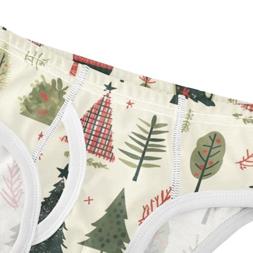 KLL Buffalo Plaid Christmas Trees Boys Toddler Pure Cotton Underwear Briefs Breathable Children Undies4