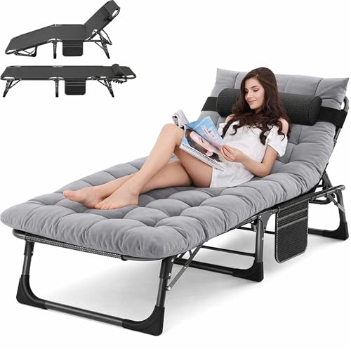 ABORON Chaise Lounge Chair,5 Positions Padded Outdoor...