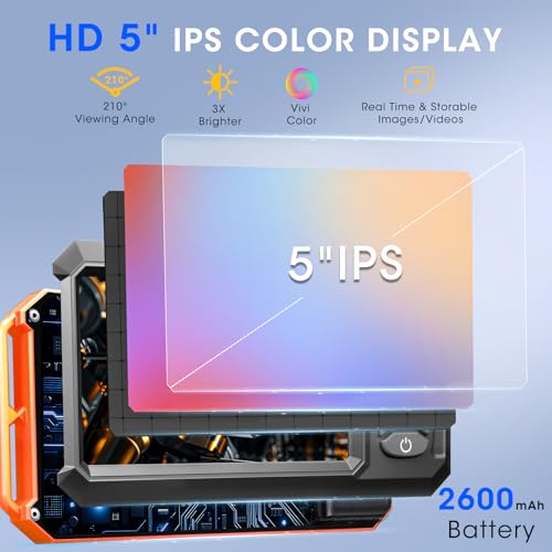 Image of Triple Lens Borescope with 5 inch IPS Screen, 1920P HD Inspection Endoscope Camera with 50FT Semi-Rigid Snake Cable & 32GB Card, IP67 Waterproof Plumbing Camera for Sewer /Automotive /Drain Pipe