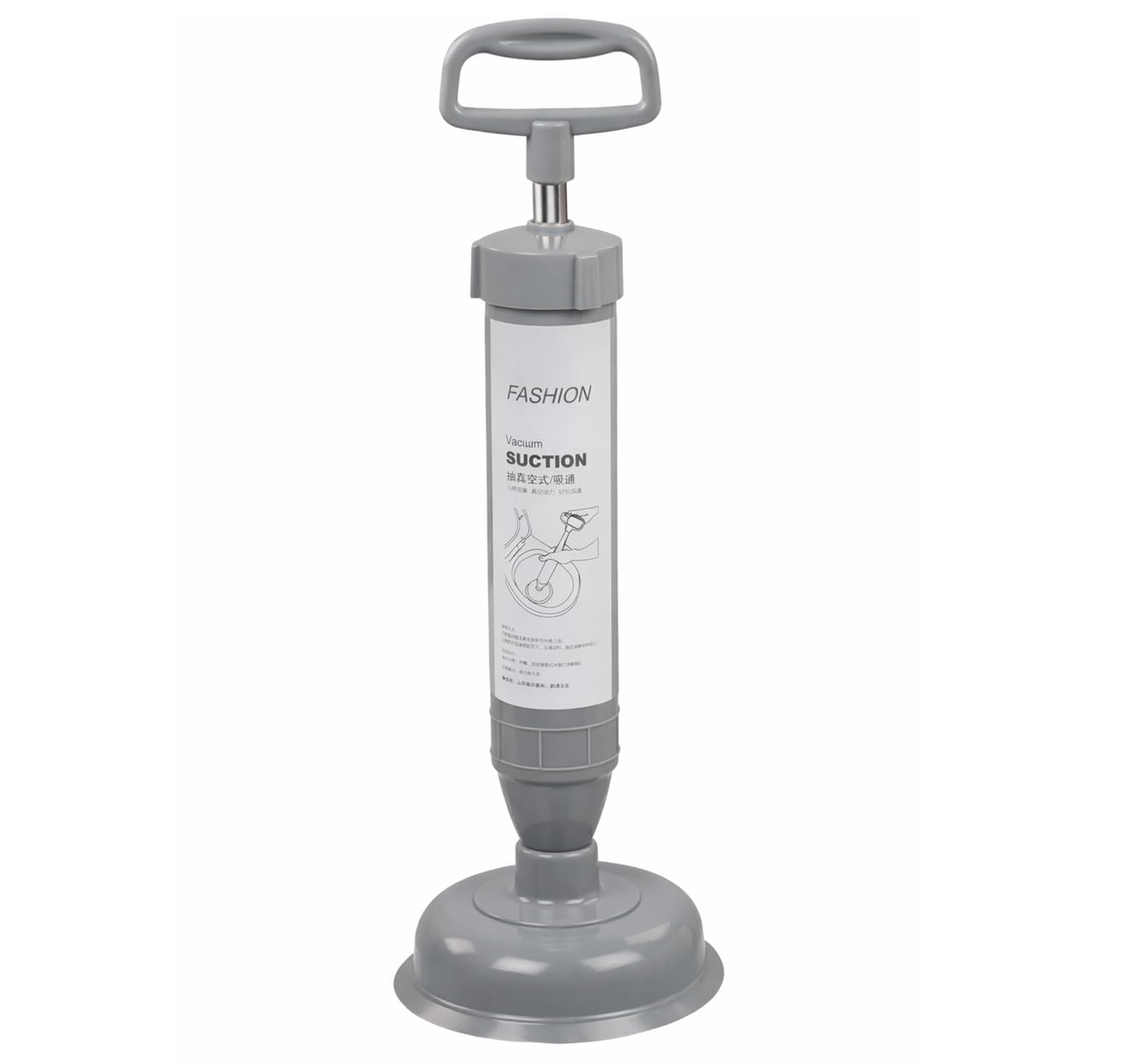 theona manual drain cleaner plunger pump | high pressure vacuum suction plunger for bathroom, kitchen sink & toilet | heavy duty clog remover tool with ergonomic handle (grey)