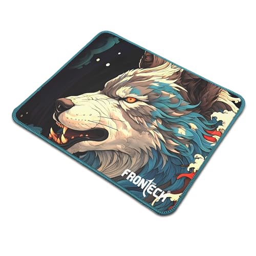 FRONTECH Gaming Mouse Pad | 300mm x 250mm x 2mm | Ultra-Smooth Micro-Textured Surface | Non-Slip Rubber Base | Stitched Edges (MSP-0063_Blue)