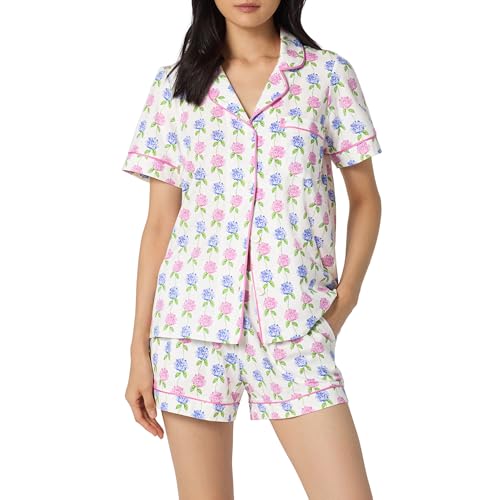 Image of Bed Head PJs Womens Matching Pajamas - Soft Organic Short Sleeve Button Down PJ Shirt & Shorts Set - Sleepwear & Loungewear