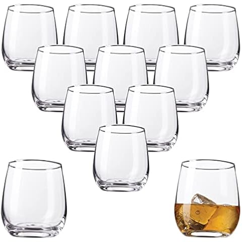 Kitchen Lux 12oz Drinking Glass Tumbler – Set of 12 – Premium Clear Glasses For Wine, Shots, Cocktails, Scotch and All Purpose Drinking Cups – Elegant Stemless Design – Dishwasher Safe Cover