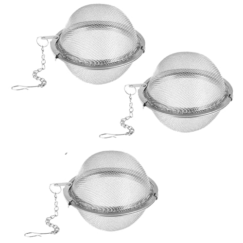 3 Stainless Steel Mesh Tea Ball Infuser Set - Premium Tea Strainers for Loose Leaf Tea - Durable and Easy-to-Clean Infuser Balls with Extended Chain Hook - Perfect for Tea, Spices, and Herbs