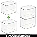 mDesign Plastic Bathroom Storage Organizer Box with Hinge Lid for Closet, Shelf, Cupboard, or Vanity, Hold Medicine, Soap, Lotion, Cotton Swabs, Masks, Styling Tools, Lumiere Collection, 4 Pack, Clear