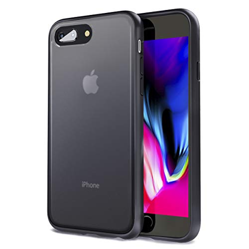 Limited Stock ORASE Translucent Matte Cases Designed for iPhone 7 Plus Case & for iPhone 8 Plus Case [Military Grade Drop Tested] Protective Case with Matte Hard Back Cover & Soft Edges (Black)