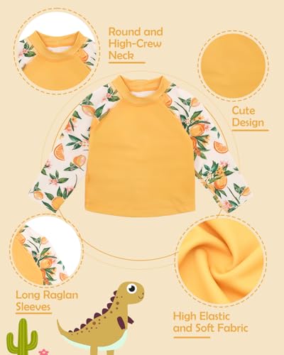 babygoal Baby Toddler Swimsuit with Swim Diaper, Long Sleeve Rash Guard Set with UPF 50+ Sun Protection for Boys & Girls2