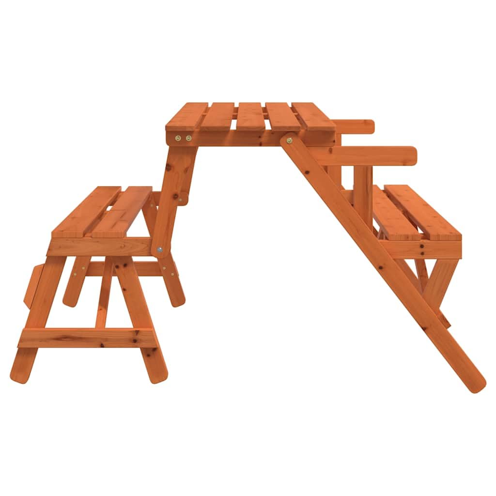 Tavolo da picnic pieghevole 2 in 1 con panche in legno di abete massello trasformabile in panca da giardino con schienale per terrazze e giardini
