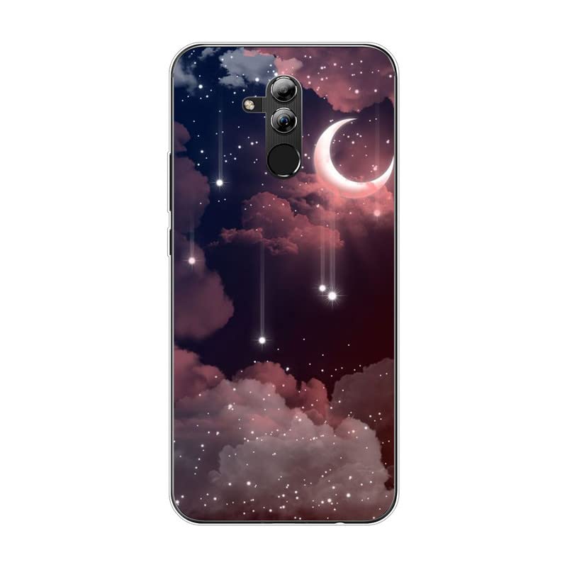 KARTXITAI Funda Silicone Case Compatible con Huawei Mate 20 Lite, Carcasa de Silicona Cover, Gel Flexible,Regalo Original - Estrellas, Luna, Nubes, Cielo