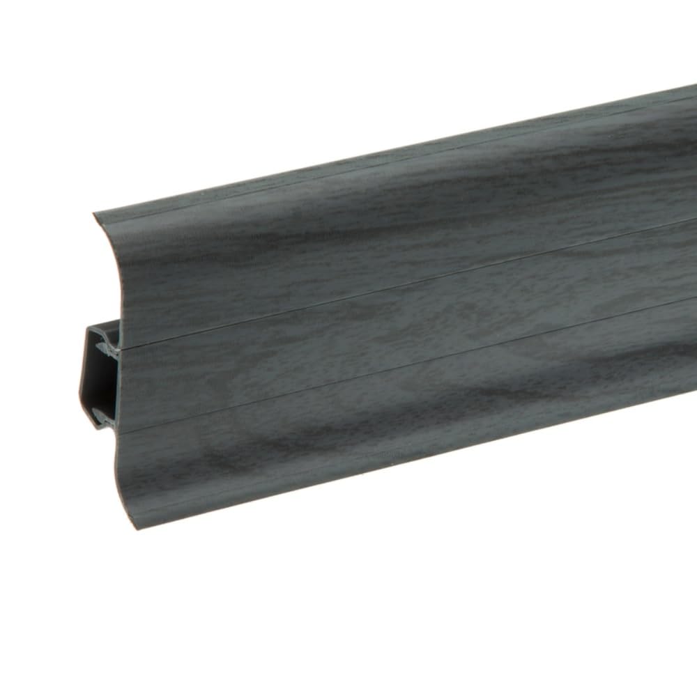Plastic Skirting Board - Premium 2.2m PVC Skirting Board with Wire Cover Design - Dark Grey Oak M079
