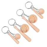 VALICLUD 4pcs Baseball Schlüsselanhänger Holz Mini Baseball Holzschläger Neuheit Schmuck Kette Baseball Schläger Ball Spieler Metall Anhänger Charm Schlagballspiel Geschenk