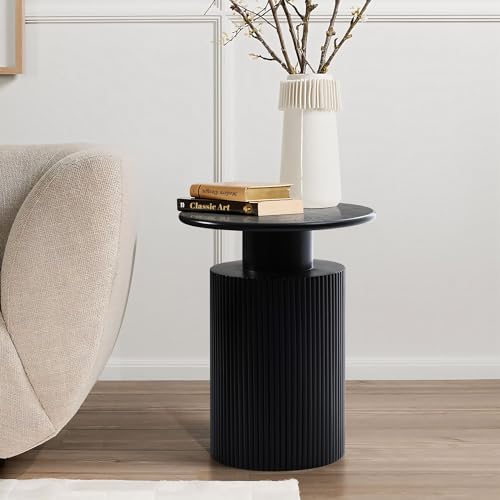 LuxenHome Black Round Side Table, 22