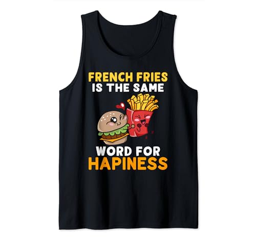 Papas fritas y diseño de hamburguesas para gente feliz Camiseta sin Mangas