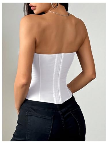 Verdusa Women's Overbust Bustier Sexy Corset Tops Foldover Strapless Going Out Tops2