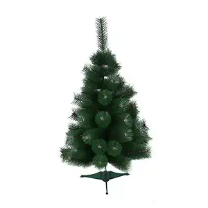 CraftVatika Artificial Mini Christmas Tree Miniature Table Decor Tree with Wooden Base - Christmas Xmas Tree for Home Office Living Room Decor - Christmas Decoration (Set of 1)