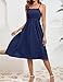 LYTHMER Women's Maternity Nursing Dress Smocked Midi Maxi Dress Adjustable Spaghetti Strap Square Neck Maternity Clothes Dark Blue L