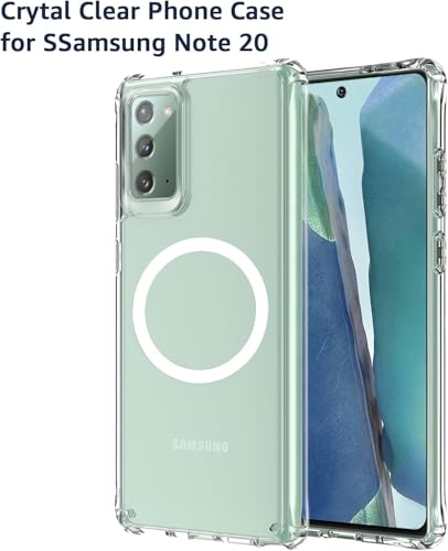 Image of Magnetic Case for Samsung Galaxy Note 20 Compatible with MagSafe, Shockproof Phone Bumper Cover, Anti-Scratch Clear Back Plastic (Clear)