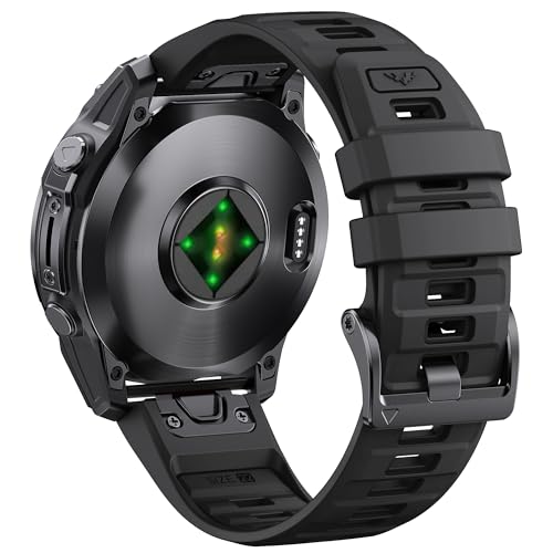 Correa de silicona negra 26mm para Garmin Fenix 8 miniatura 1