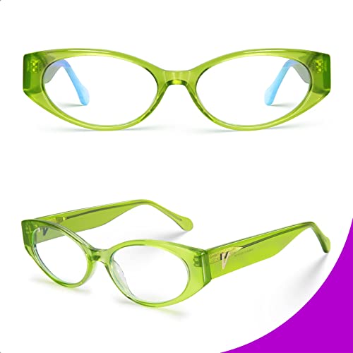Visoone Oval Acetate Blue Light Blocking Glasses Computer Glasses Multicolor Eyewear Non Prescription For Women Alverstone #TOP1