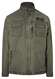 Mann Vintage Feldjacke mit Stehkragen, Reißverschluss und Workwear Style., Farbe:Grün, Größe:XXL